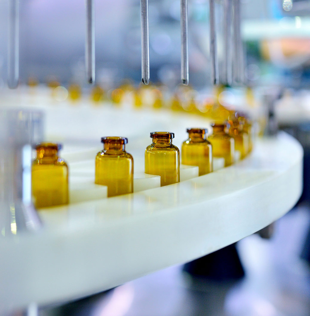 Linie automată de producţie cu fiole din sticlă pentru industria farmaceutică